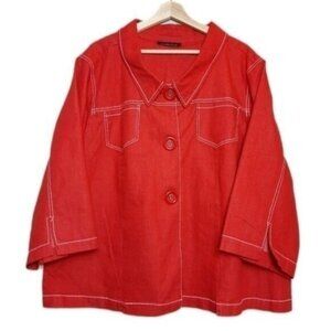 PENNINGTONS / Red Light Coat Shacket 3/4 Sleeve PLUS Sz 26